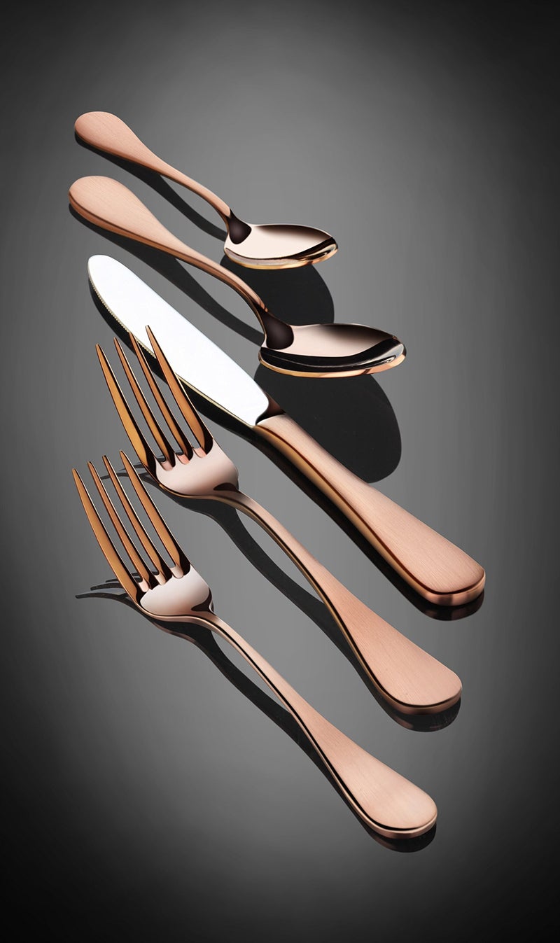 Artaste 56884 Rain 18/10 Stainless Steel 47-Piece Flatware Set, Antique Copper Finished, Service for 8 - Image 3